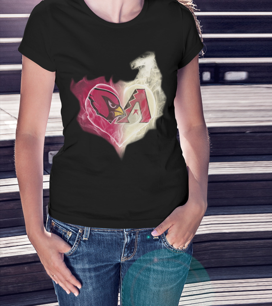 Arizona Cardinals Diamondbacks Smoke Heart T-Shirt