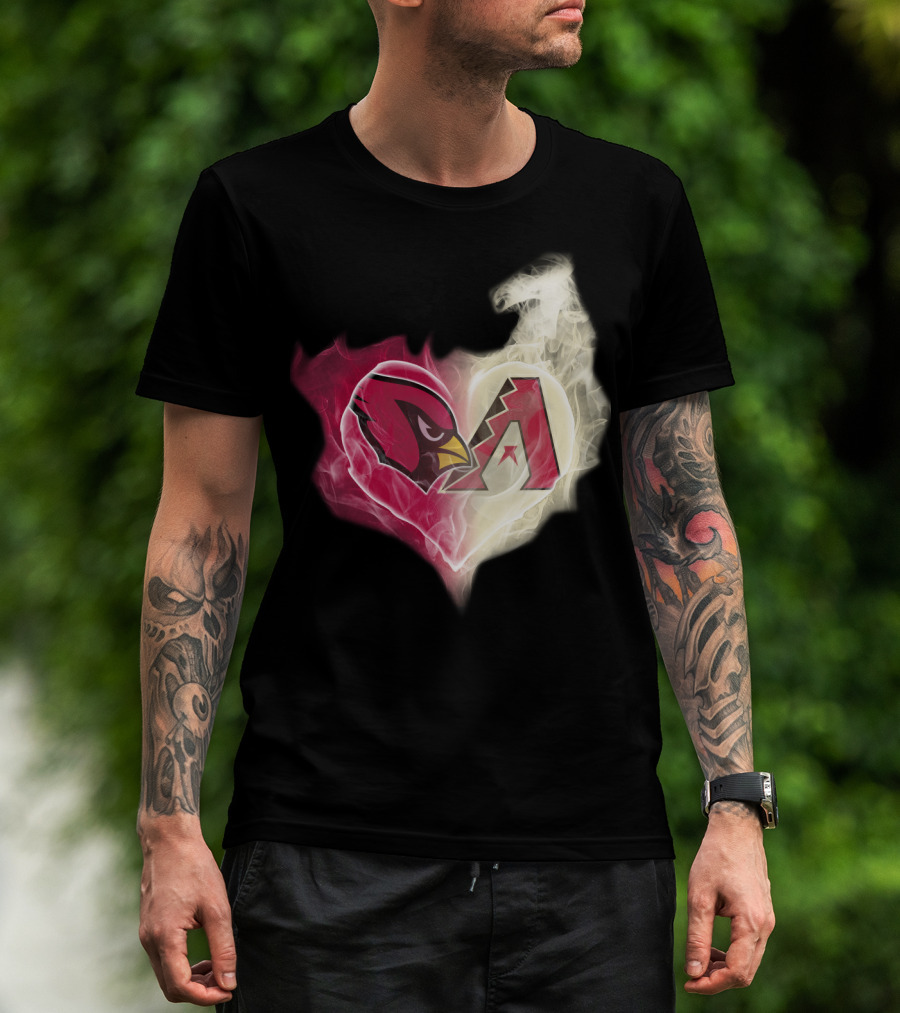 Arizona Cardinals Diamondbacks Smoke Heart T-Shirt