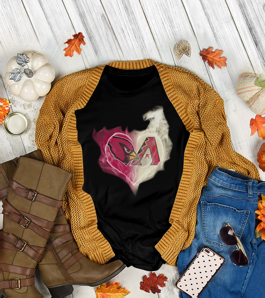 Arizona Cardinals Diamondbacks Smoke Heart T-Shirt