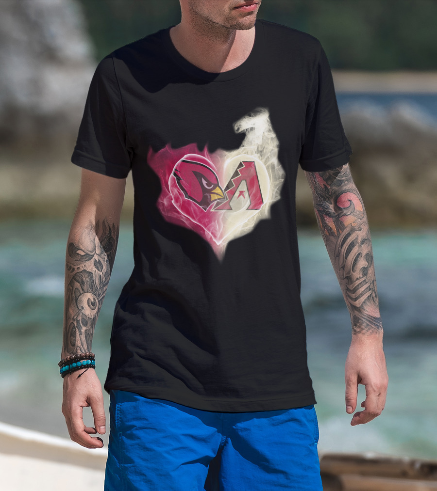 Arizona Cardinals Diamondbacks Smoke Heart T-Shirt