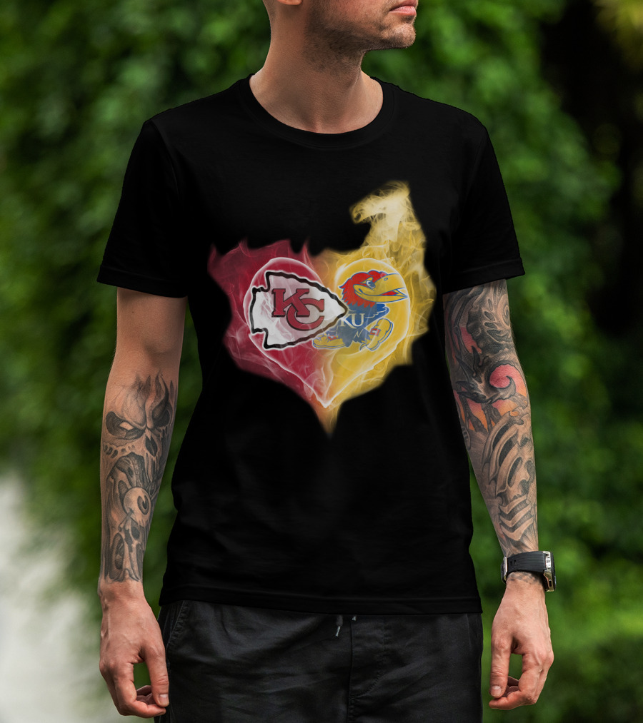 Kansas City Chiefs Ku Jayhawks Heart Smoke T-Shirt