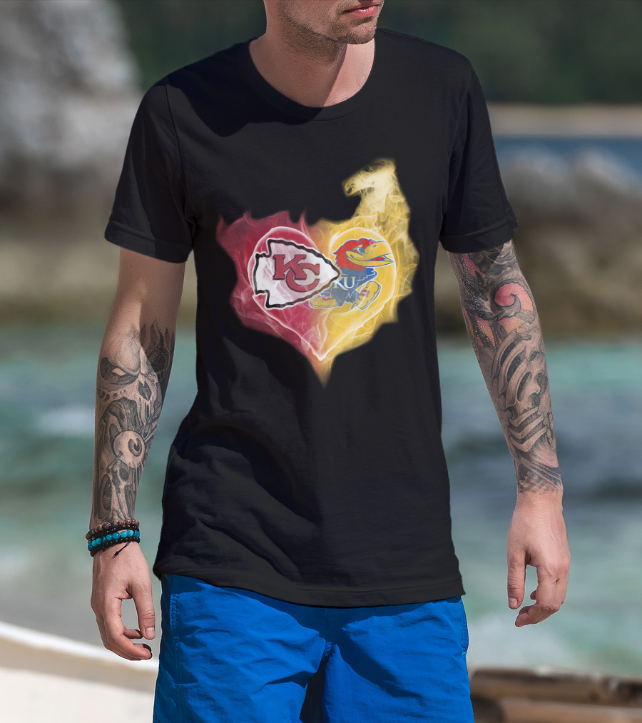 Kansas City Chiefs Ku Jayhawks Heart Smoke T-Shirt