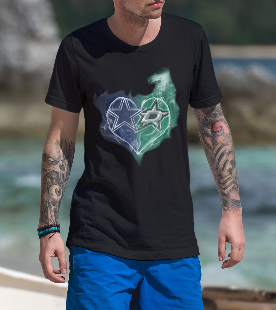Dallas Cowboys Dallas Stars Heart T-Shirt
