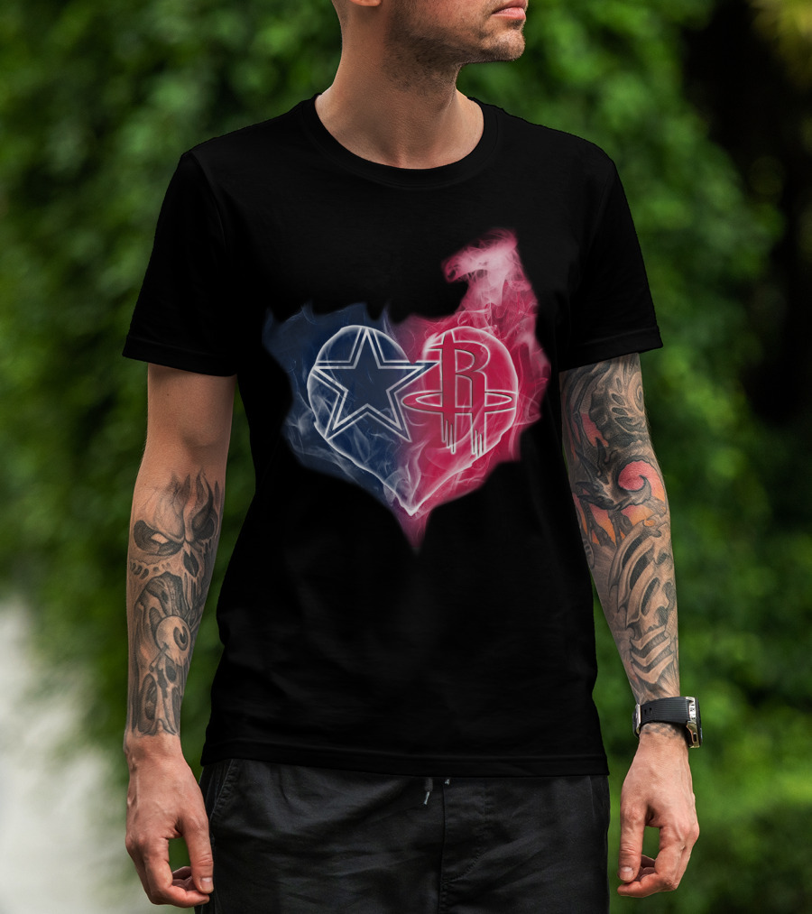 Dallas Cowboys Houston Rockets Heart Fusion T-Shirt