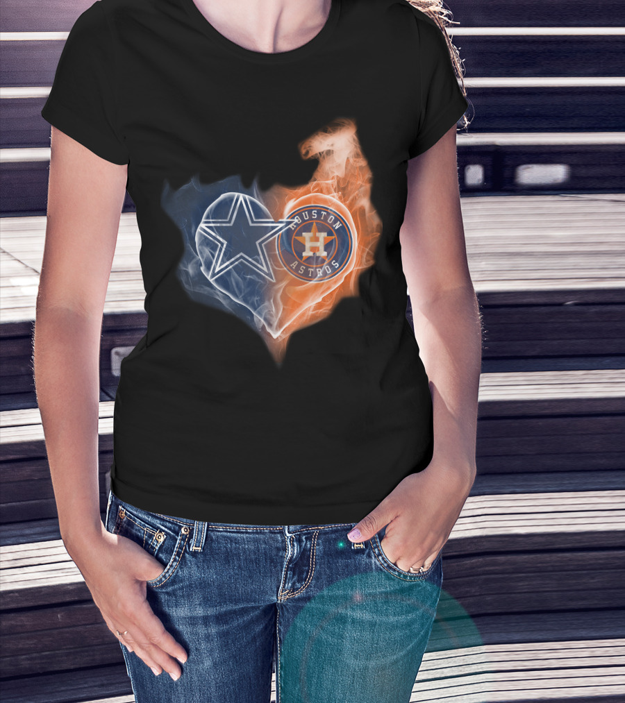 Dallas Cowboys Houston Astros Heart T-Shirt