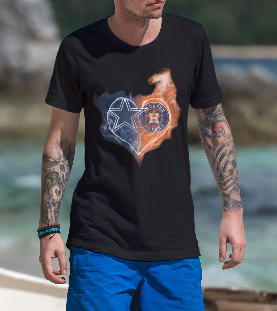 Dallas Cowboys Houston Astros Heart T-Shirt