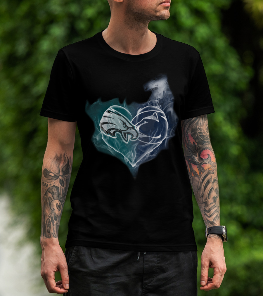 Philadelphia Eagles And Penn State Nittany Lions Heart Fusion T-Shirt