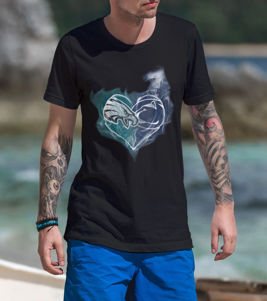 Philadelphia Eagles And Penn State Nittany Lions Heart Fusion T-Shirt
