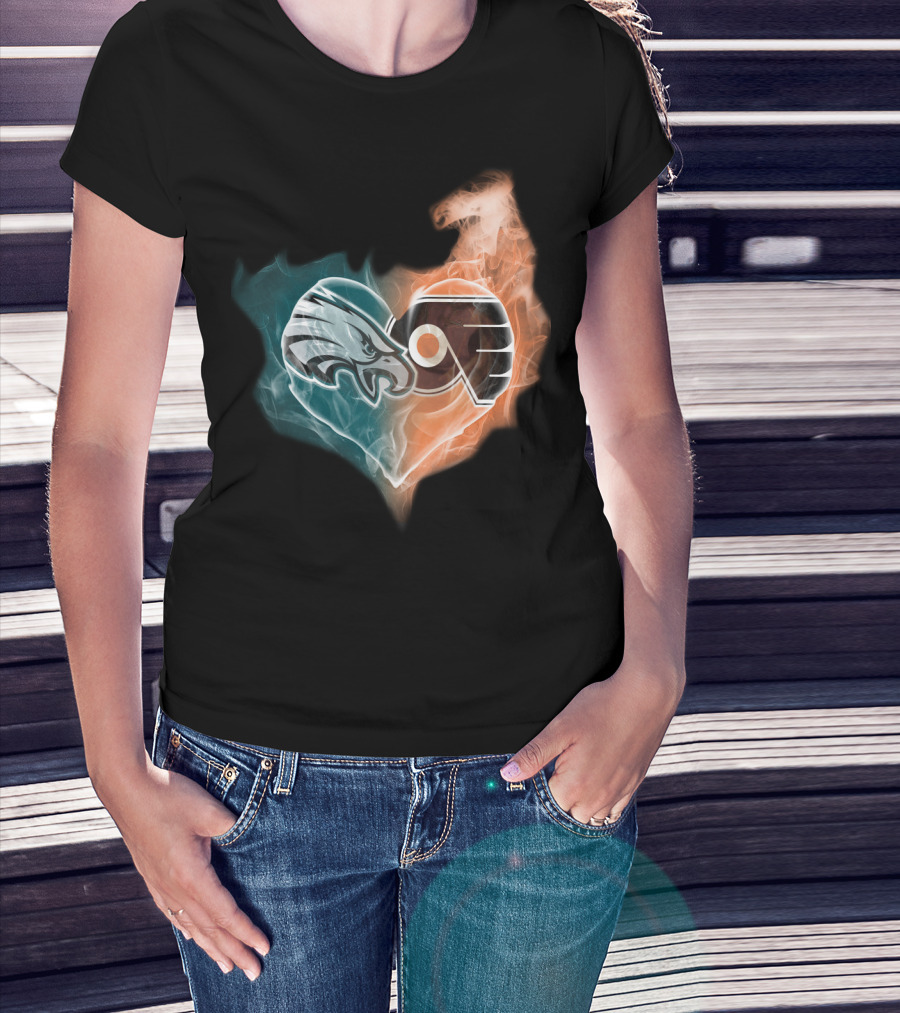 Eagles Flyers Heart Fusion T-Shirt