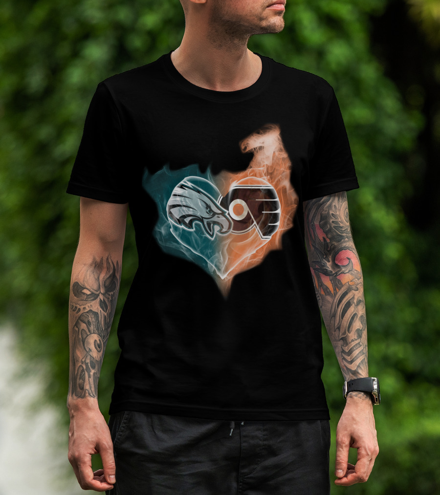 Eagles Flyers Heart Fusion T-Shirt