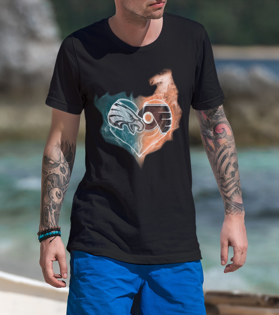 Eagles Flyers Heart Fusion T-Shirt