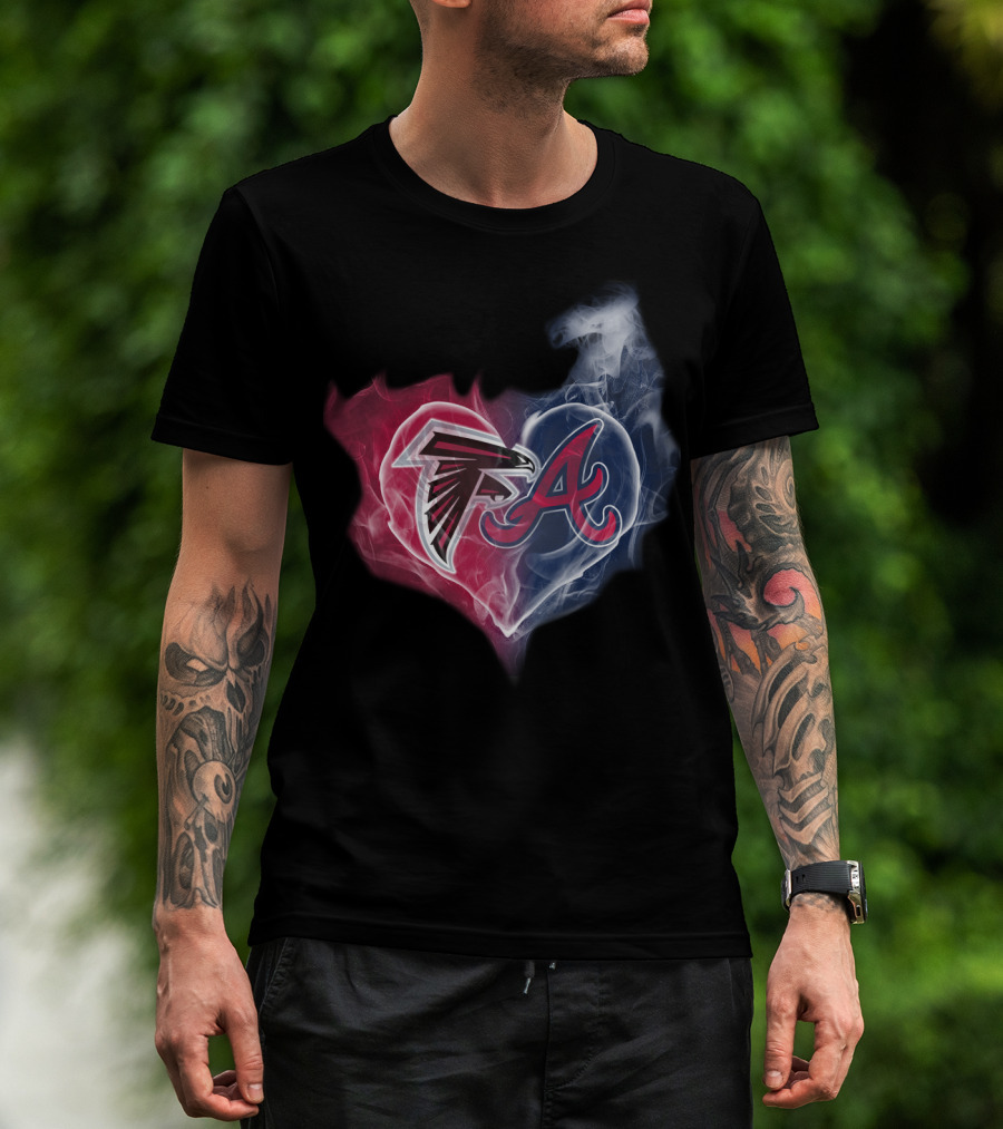Falcons Braves Heart Smoke Atlanta Sports T-Shirt