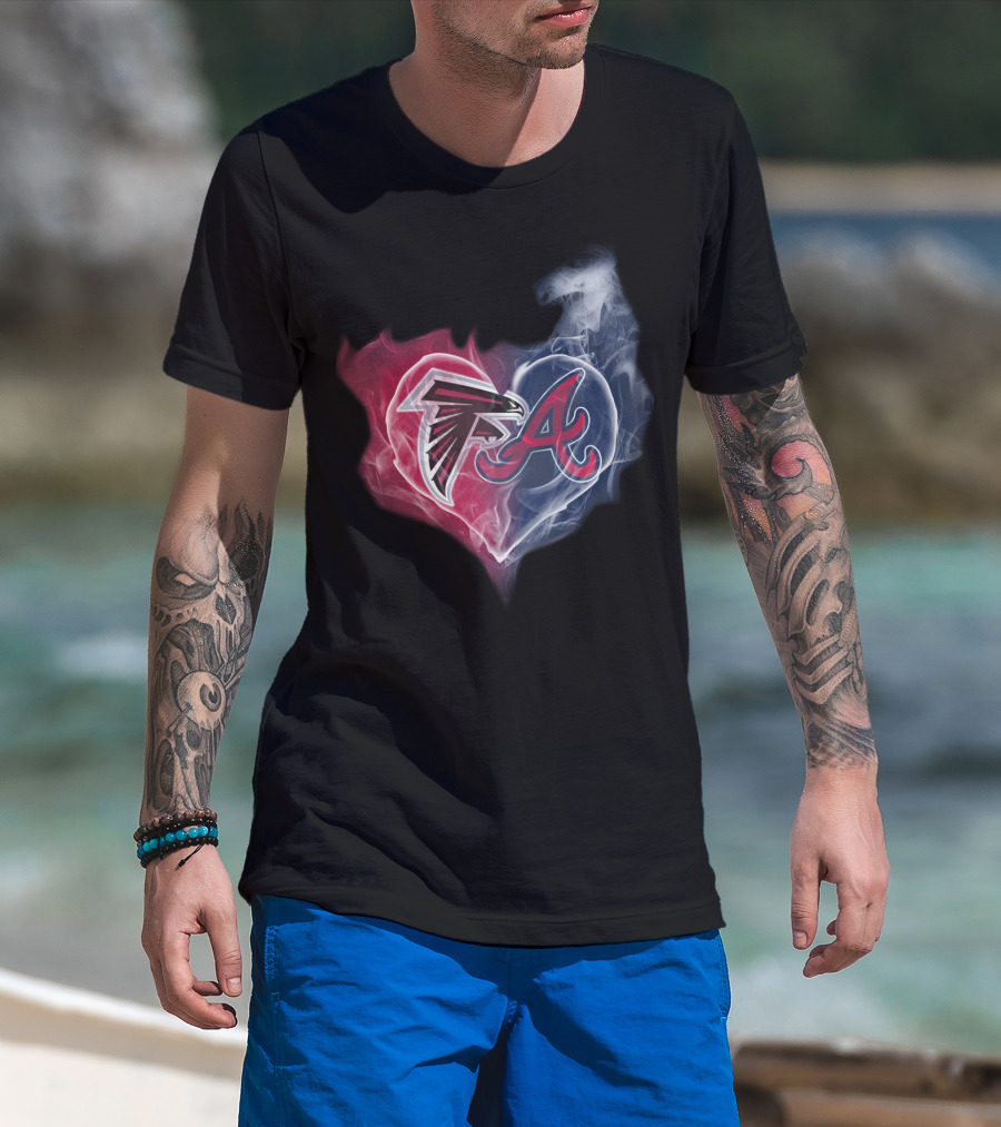 Falcons Braves Heart Smoke Atlanta Sports T-Shirt