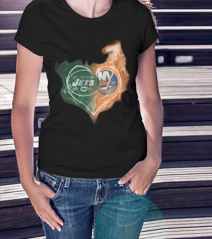 Jets Islanders Heart Smoke T-Shirt