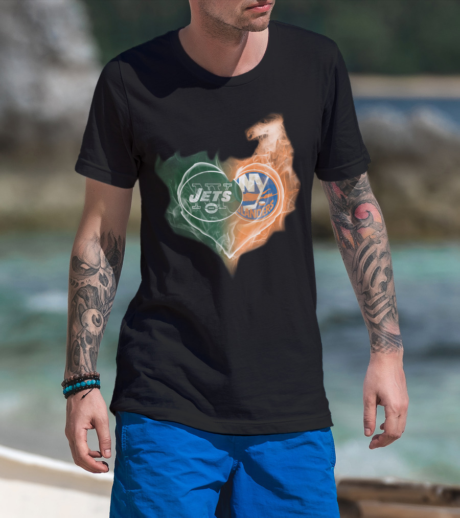 Jets Islanders Heart Smoke T-Shirt