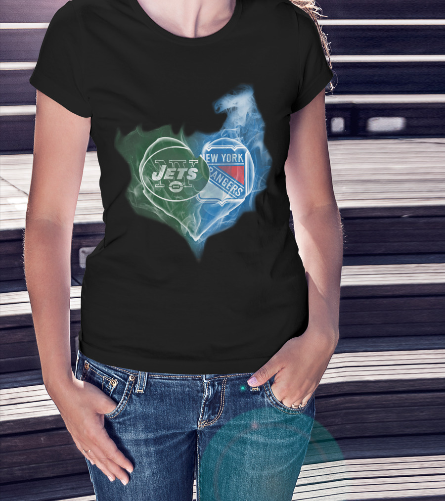 New York Jets Rangers Heart Fusion T-Shirt