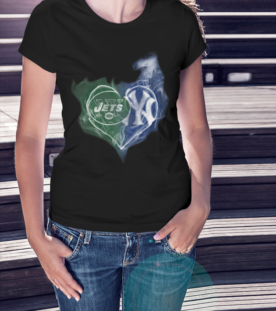 Jets Yankees Smoke Heart Fusion T-Shirt