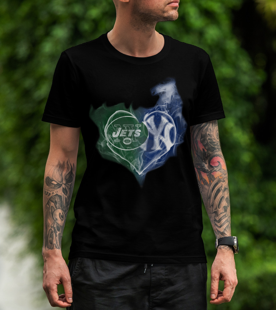Jets Yankees Smoke Heart Fusion T-Shirt