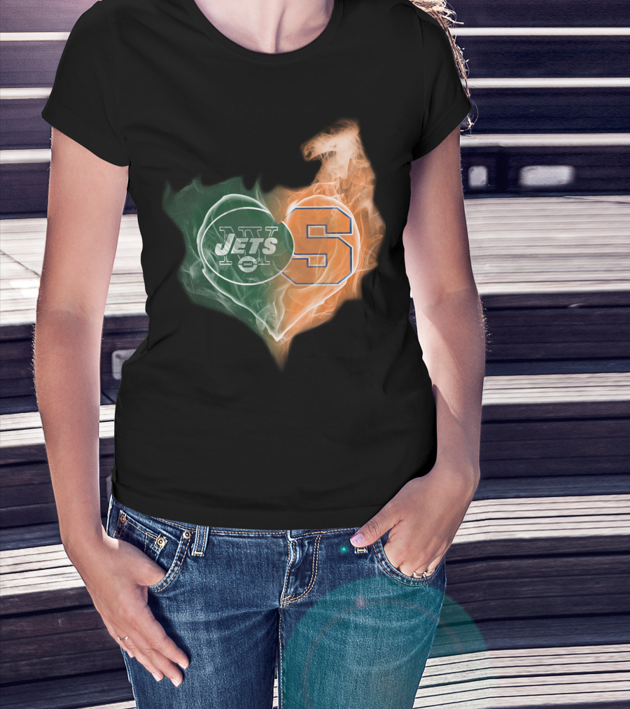 New York Jets Syracuse Orange Heart T-Shirt