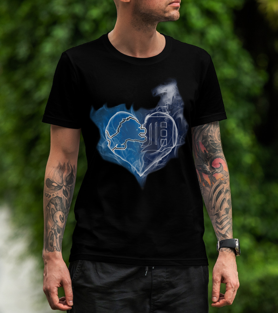 Detroit Lions And Tigers Heart T-Shirt