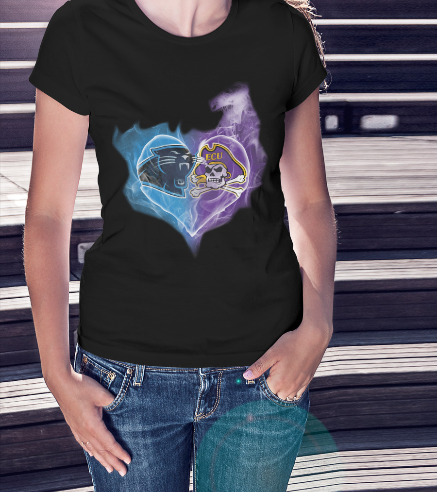 Panthers Ecu Pirates Heart Smoke T-Shirt