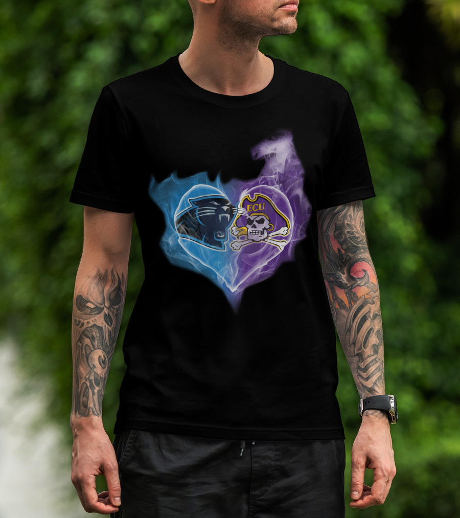 Panthers Ecu Pirates Heart Smoke T-Shirt