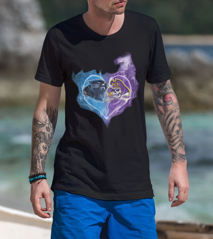 Panthers Ecu Pirates Heart Smoke T-Shirt