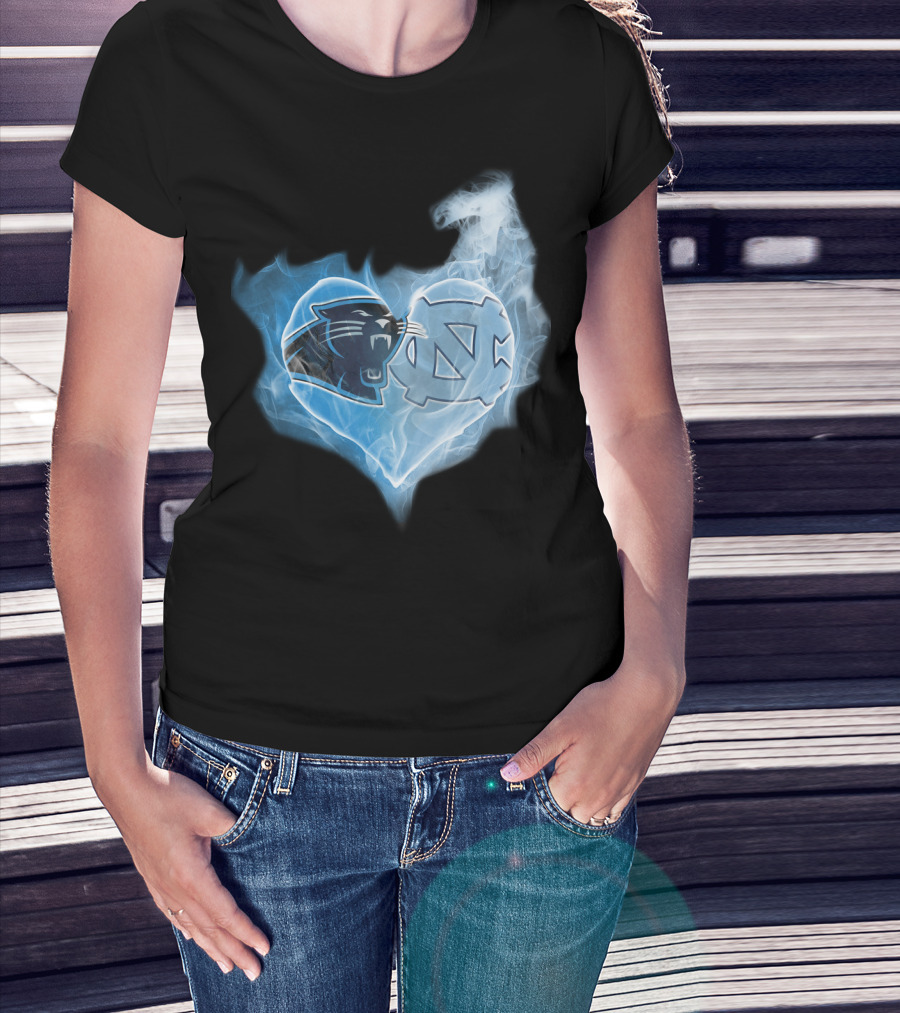 Carolina Panthers Unc Tar Heels Heart Smoke Fusion T-Shirt