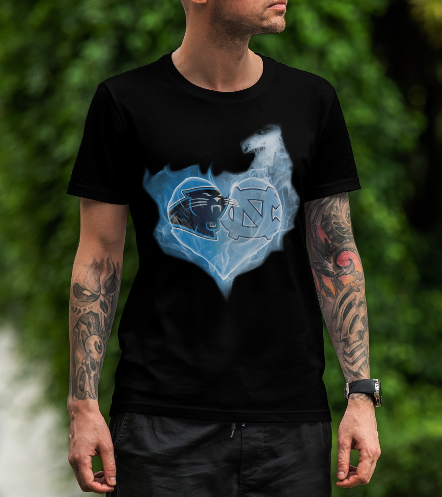 Carolina Panthers Unc Tar Heels Heart Smoke Fusion T-Shirt