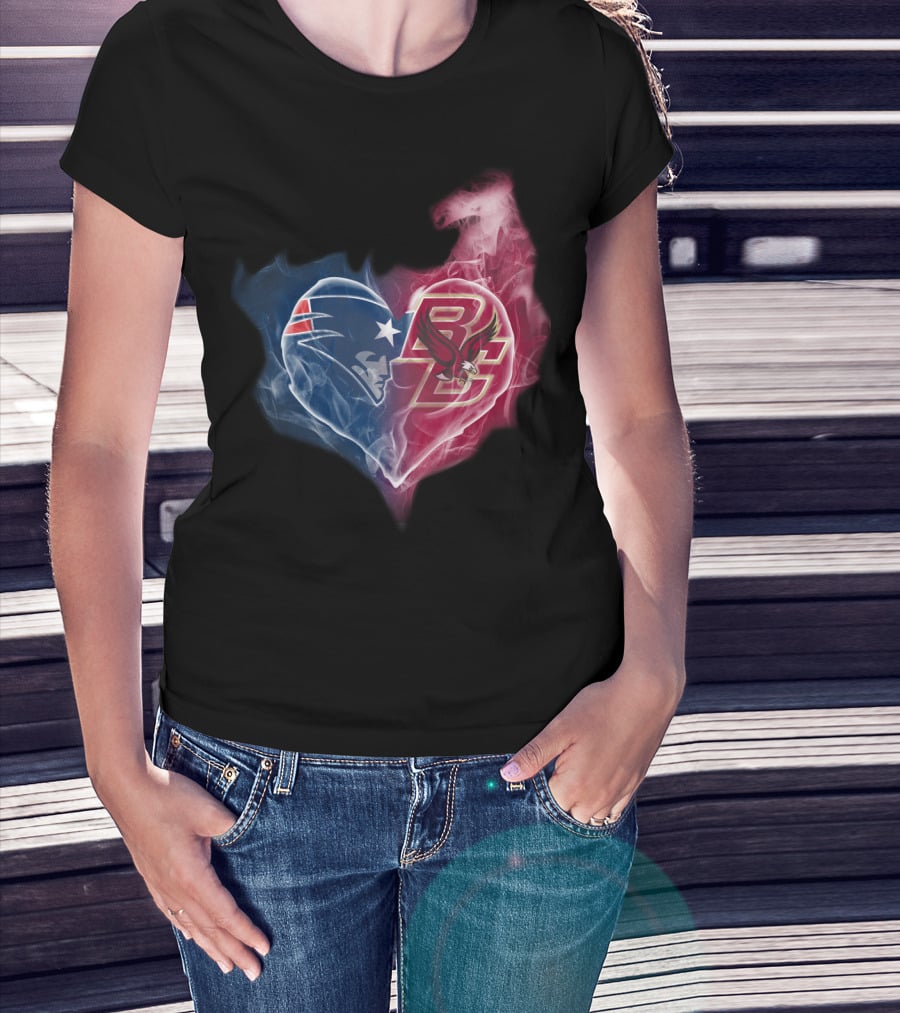 New England Patriots And Boston College Eagles Heart Fusion T-Shirt