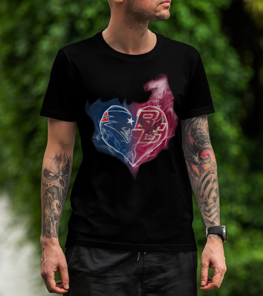 New England Patriots And Boston College Eagles Heart Fusion T-Shirt