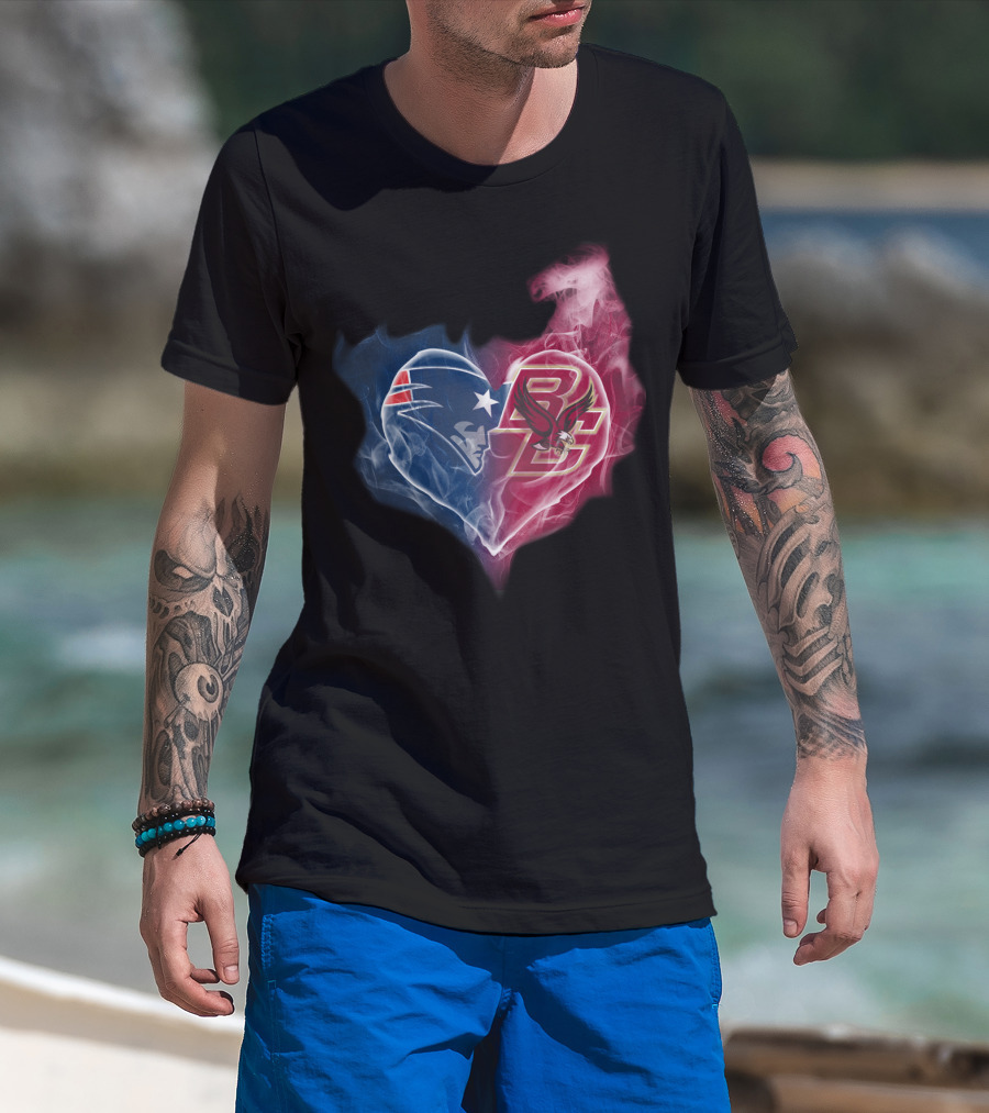 New England Patriots And Boston College Eagles Heart Fusion T-Shirt