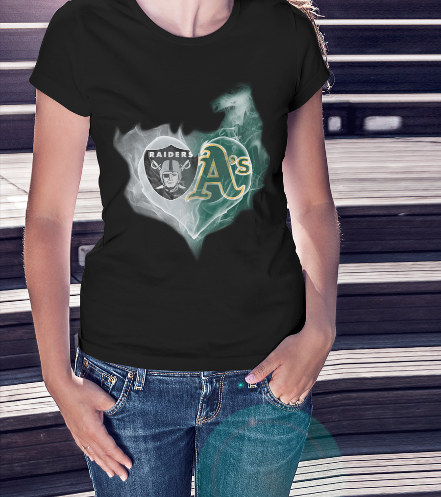 Raiders A's Heart Smoke Fusion T-Shirt