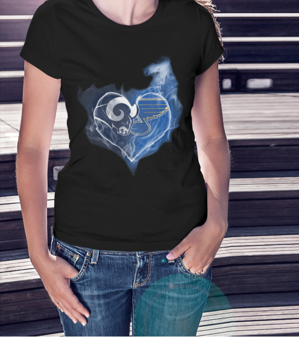 Rams Blues Heart Logo Fusion T-Shirt