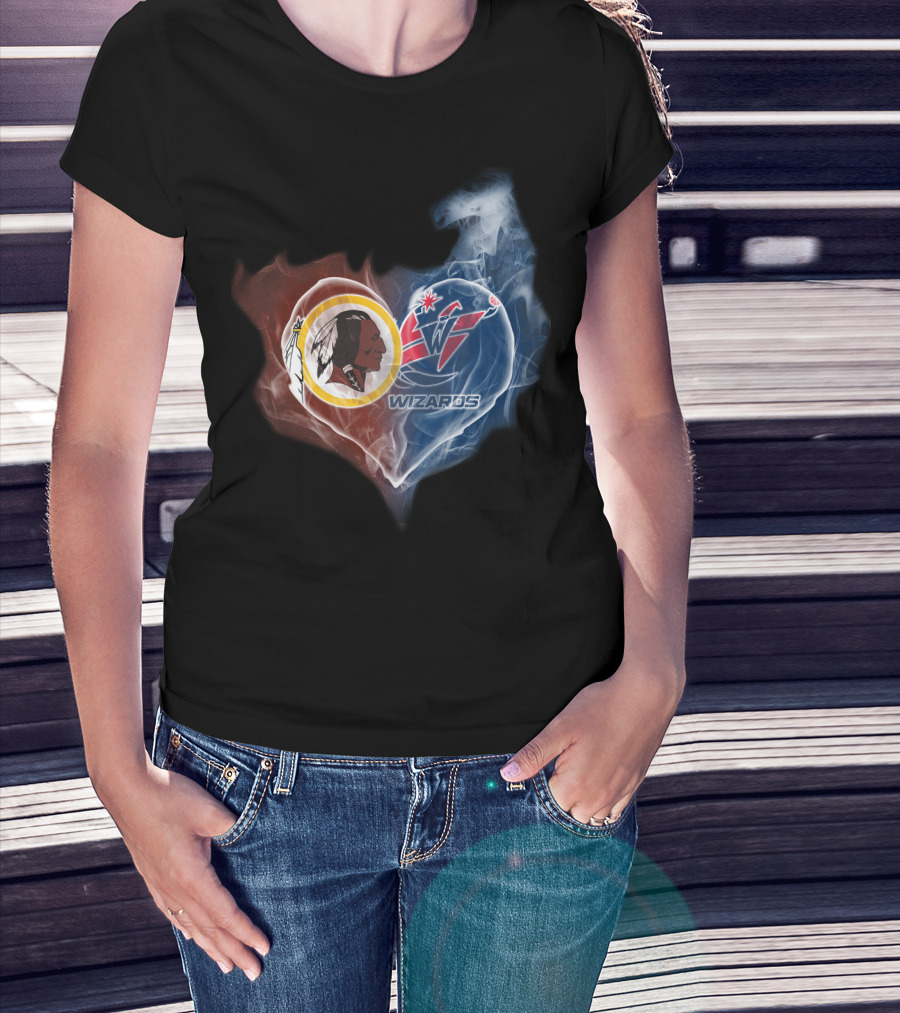 Washington Redskins And Wizards Heart Logo Fusion Ttk T-Shirt