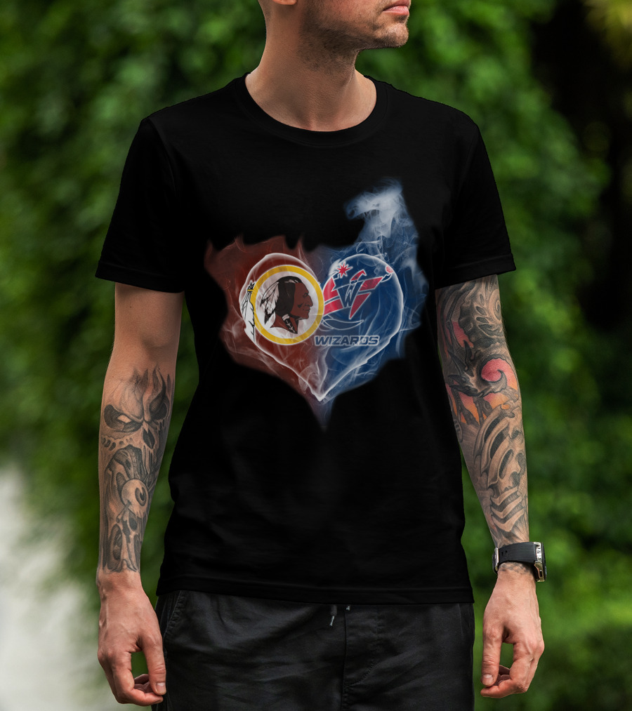 Washington Redskins And Wizards Heart Logo Fusion Ttk T-Shirt