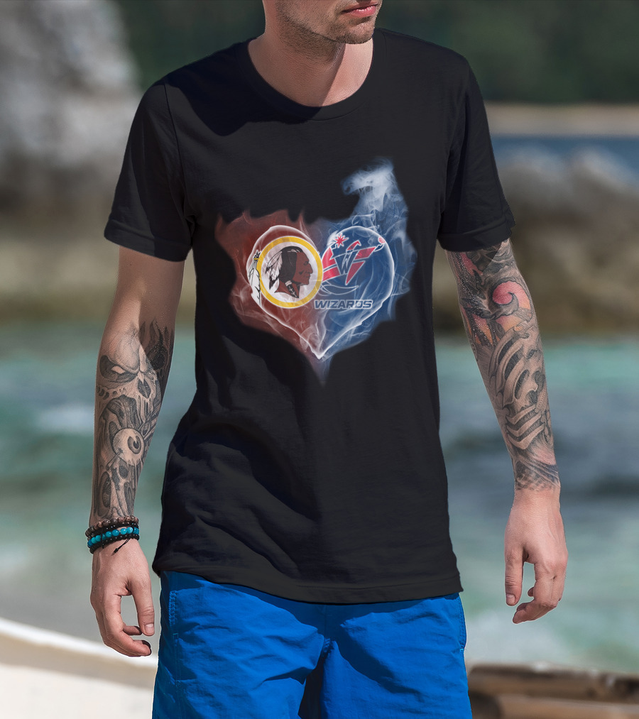 Washington Redskins And Wizards Heart Logo Fusion Ttk T-Shirt