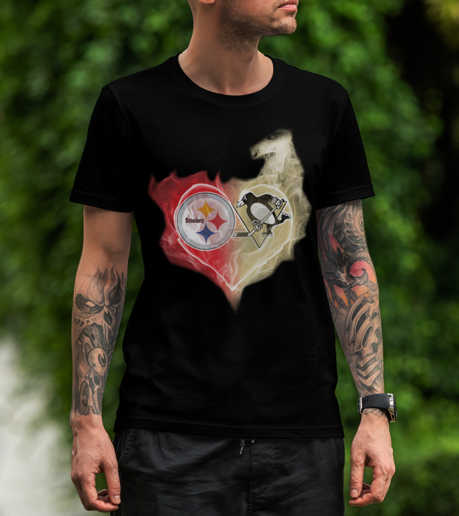 Steelers Penguins Smoke Heart T-Shirt