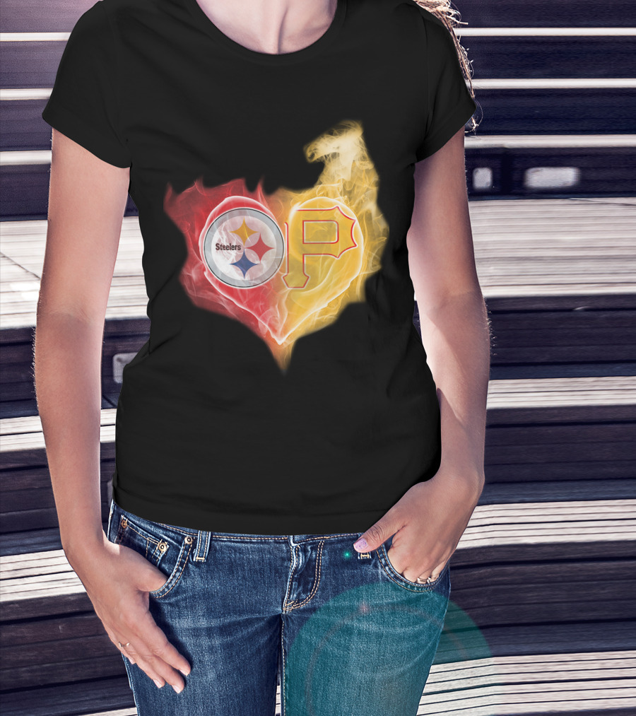 Steelers Pirates Heart Logo T-Shirt
