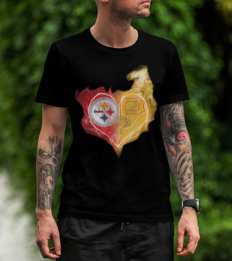 Steelers Pirates Heart Logo T-Shirt