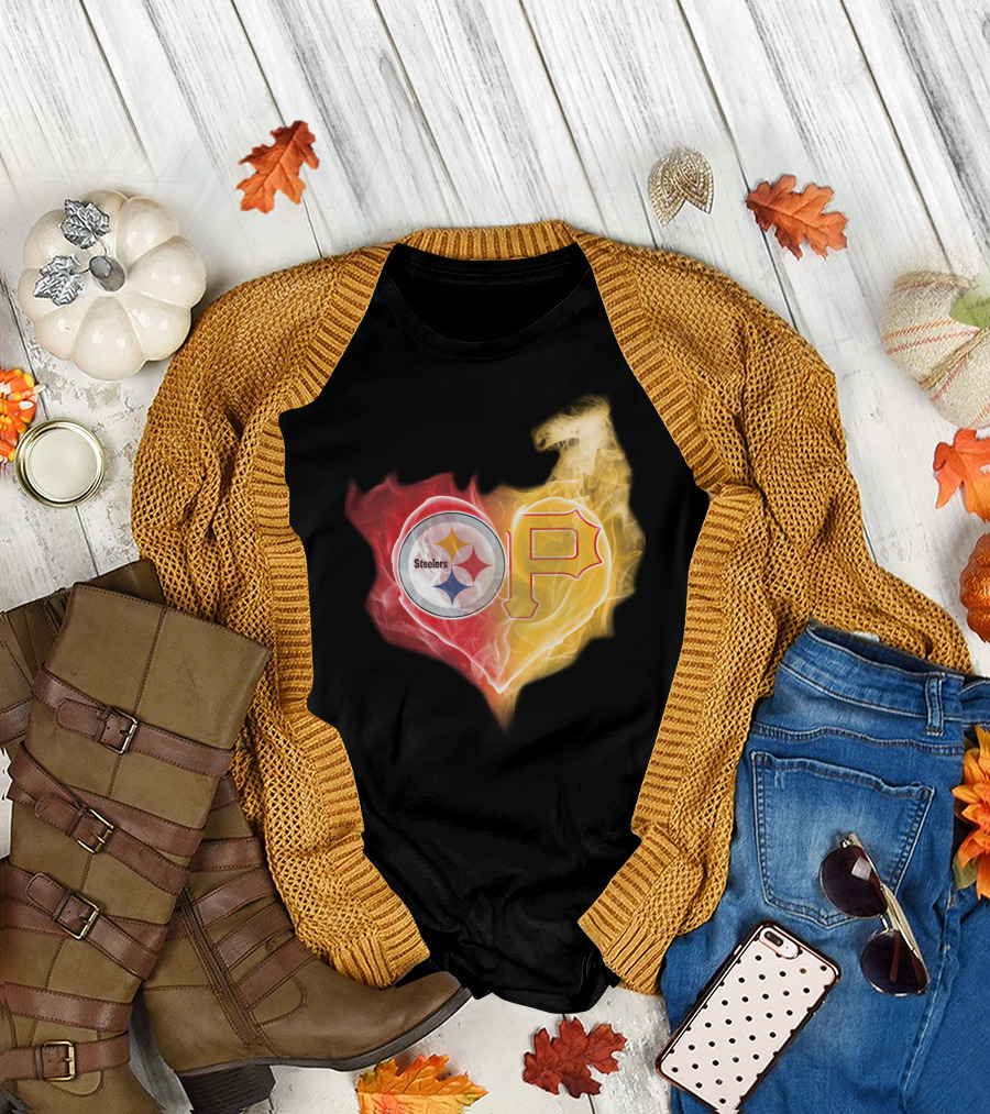 Steelers Pirates Heart Logo T-Shirt