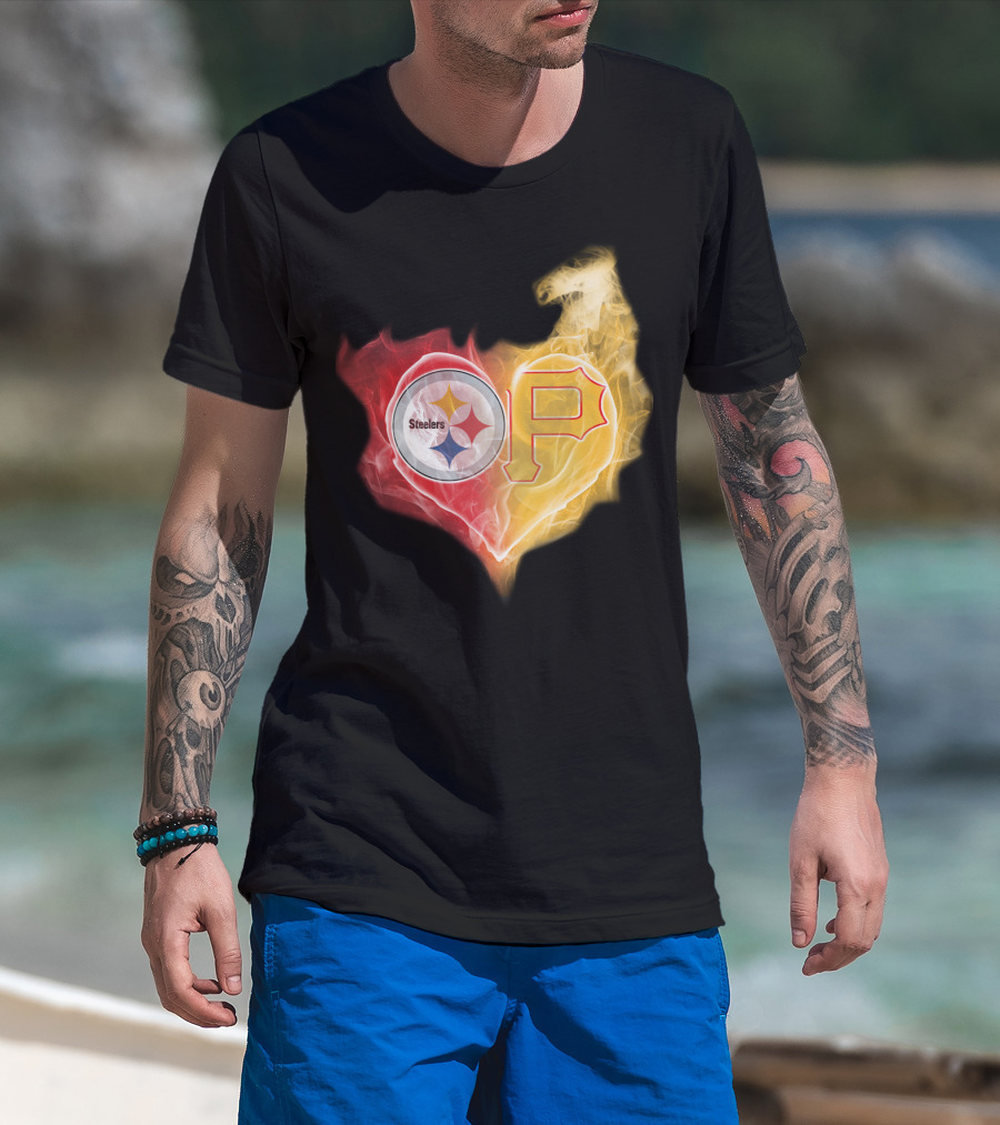 Steelers Pirates Heart Logo T-Shirt