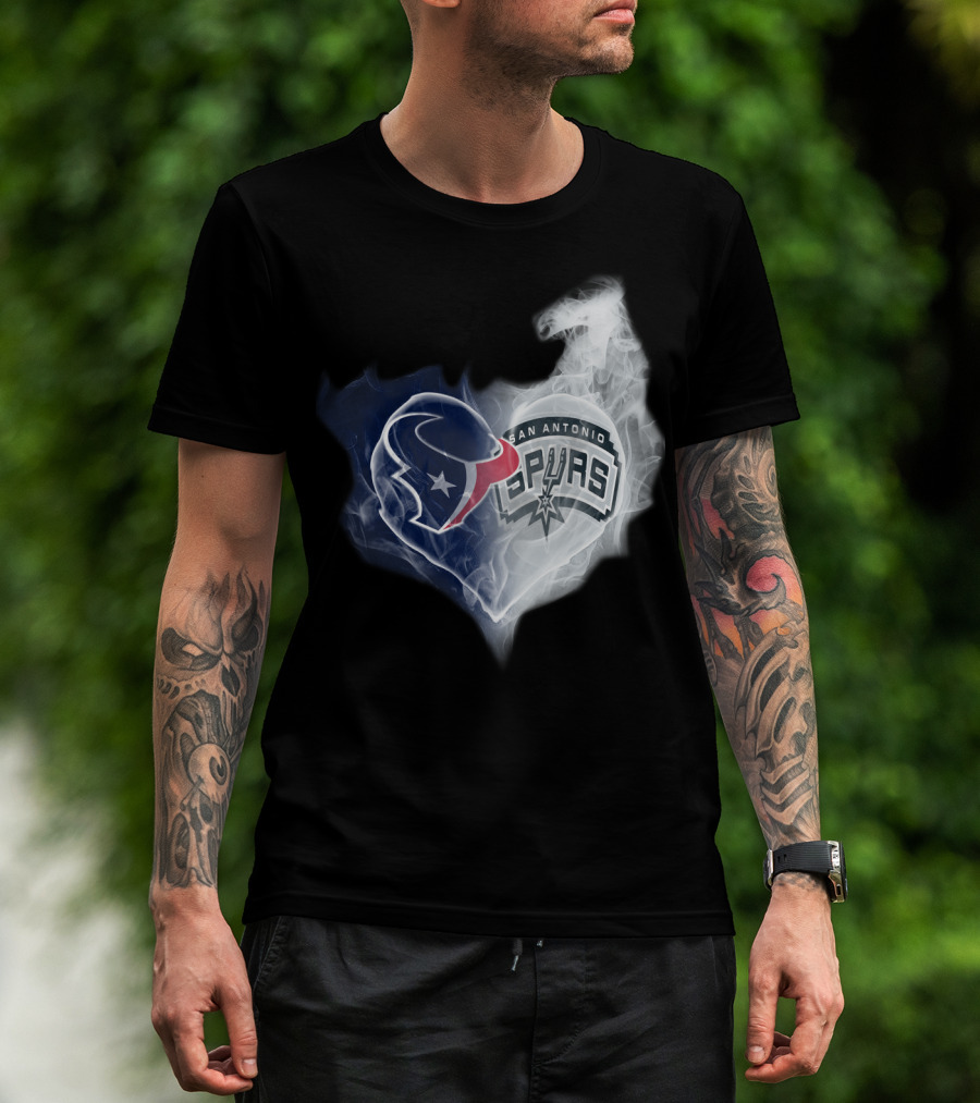 Houston Texans San Antonio Spurs Heart Shape T-Shirt