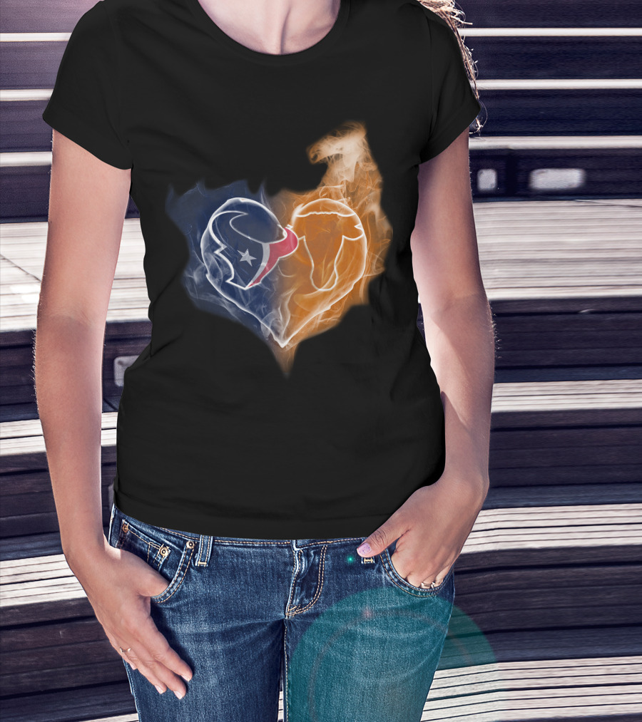 Houston Texans Chicago Bears Heart Smoke T-Shirt