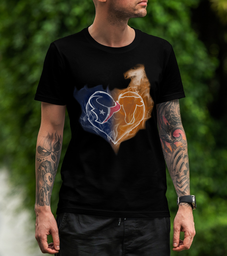 Houston Texans Chicago Bears Heart Smoke T-Shirt
