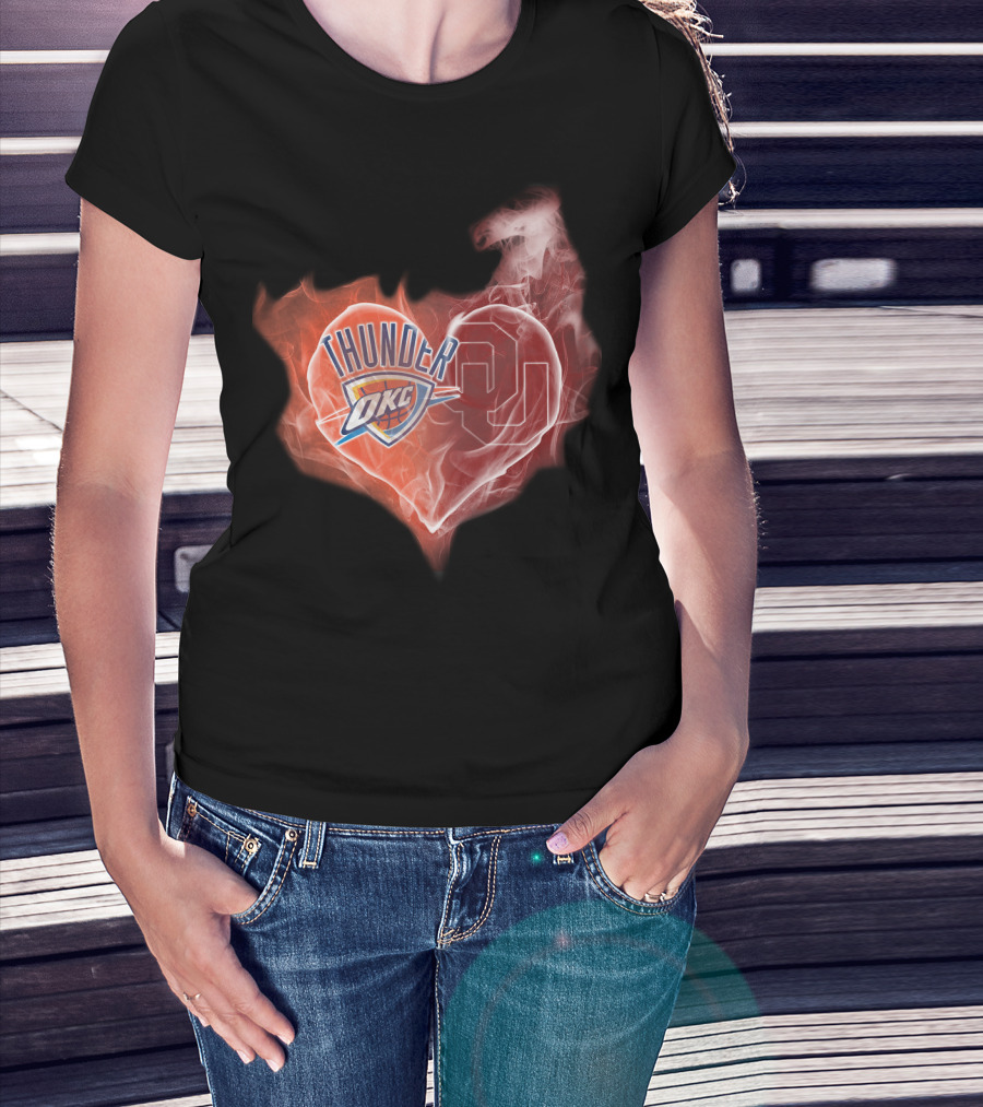 Oklahoma City Thunder Heart Ou Smoke T-Shirt