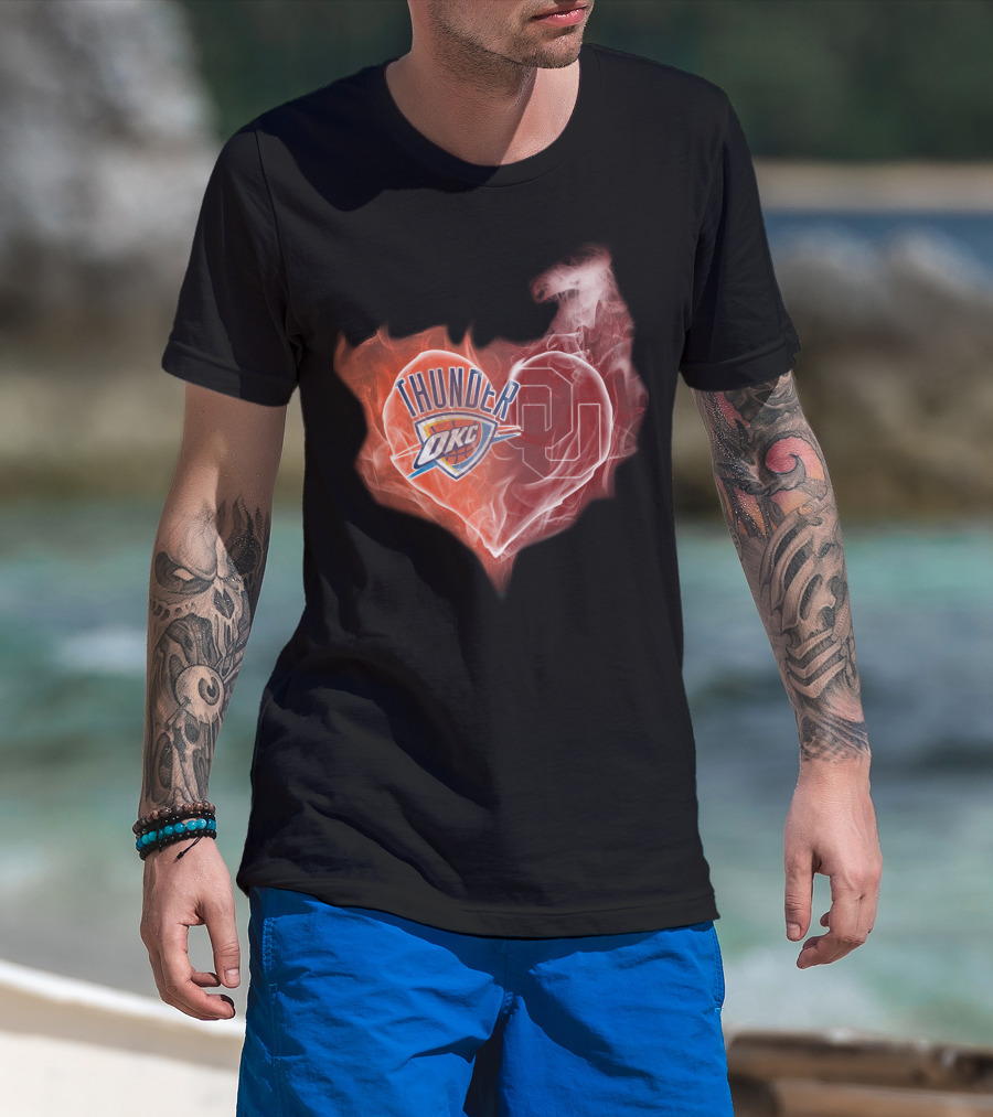 Oklahoma City Thunder Heart Ou Smoke T-Shirt