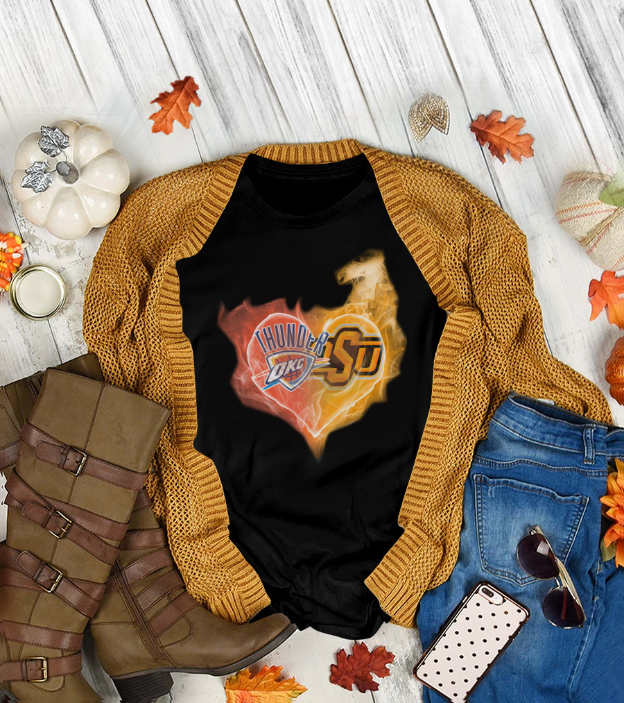 Oklahoma City Thunder Okc Sju Heart Flame T-Shirt