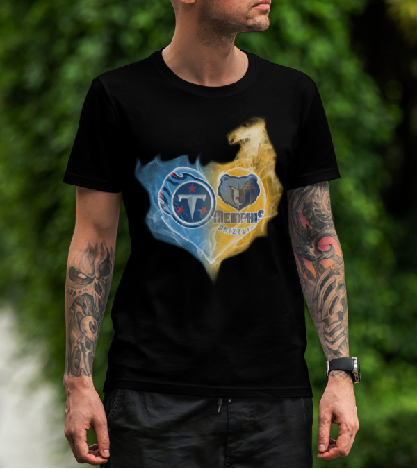 Tennessee Titans Memphis Grizzlies Heart Design T-Shirt