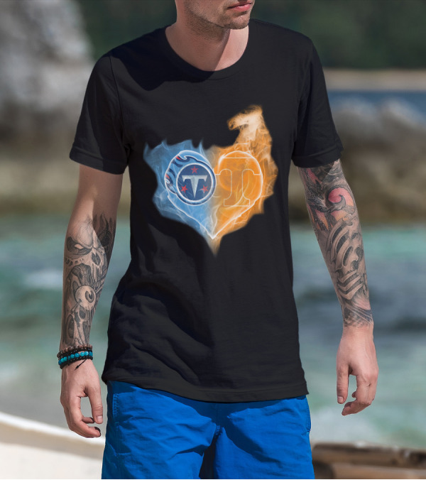 Tennessee Titans Volunteers Heart Flame Fusion T-Shirt